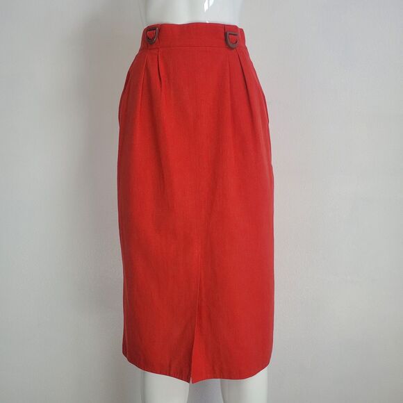 Vintage 80's Inex Red Midi Skirt - Picture 1 of 11